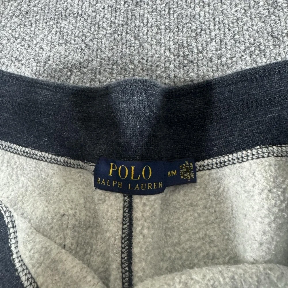 Polo Ralph Lauren Sweatpants Mens M Gray Fleece Elastic Waist Pockets Logo